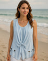 Bamboo Tie-Front Sleeveless Top